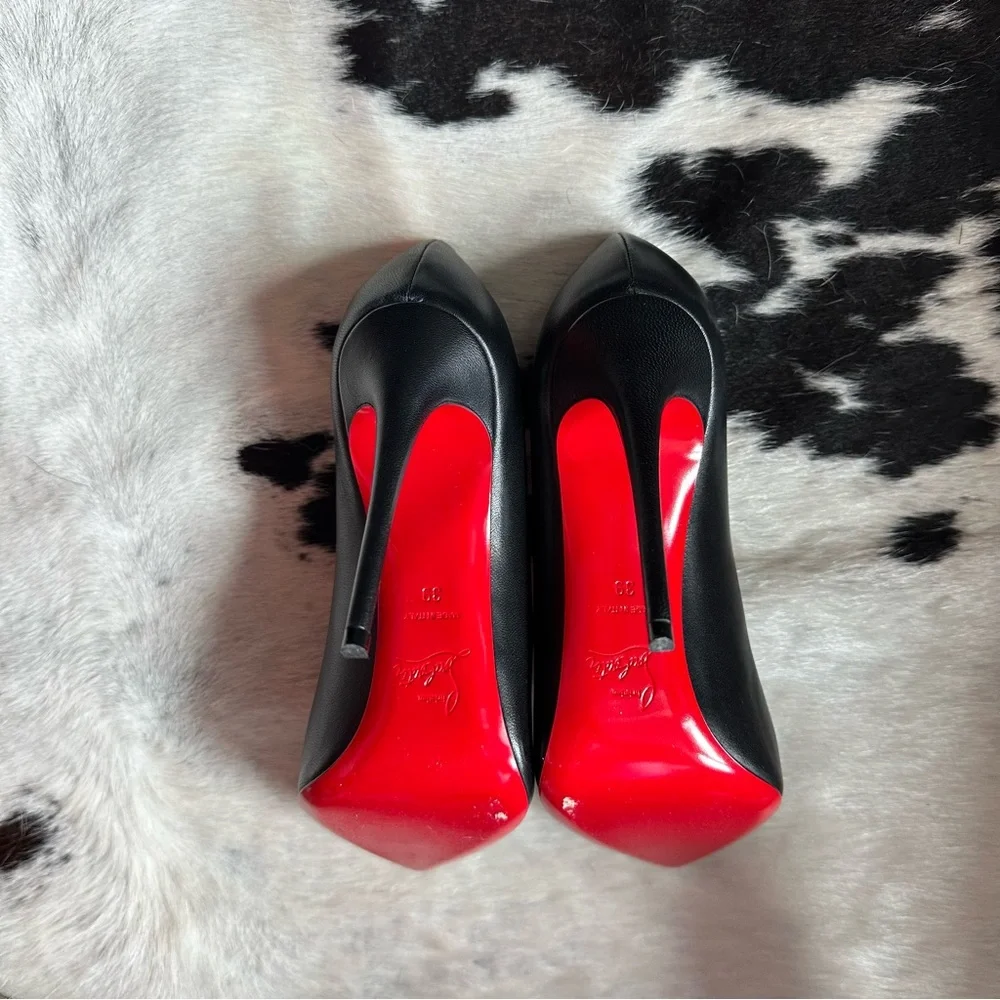 Christian Louboutin Black Leather Pigalle Follies 100mm Heels 39 - Picture 6 of 10